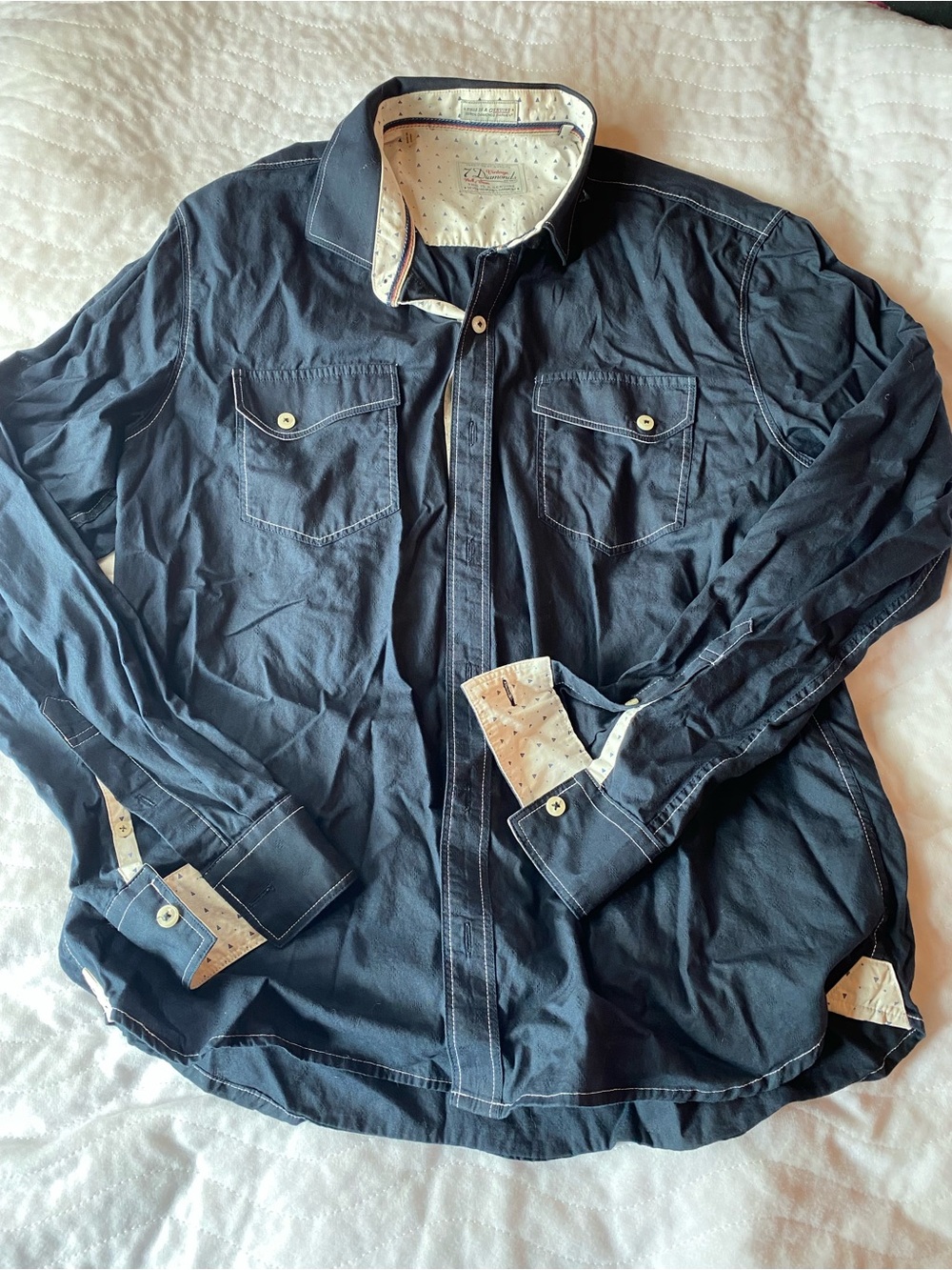 7 Diamonds Navy Long-Sleeve Button Front Shirt Jacket